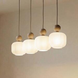 TK Lighting Závěsné světlo Ballo, 4 žárovky, béžové, sklo, délka 80 cm, stmívatelný, Krémová / jantar, Obývací pokoj / jídelna, Sklo
