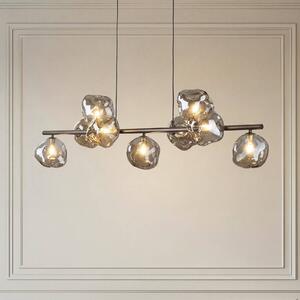 TK Lighting Závěsné světlo Lava, hnědé, 9 žárovek, sklo, délka 116 cm, G9, stmívatelný, Hnědá / rez, Obývací pokoj / jídelna, Sklo