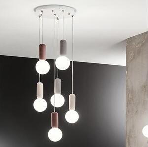 Ondaluce - Lustr na lanku ROCK 6xG9/7W/230V pr. 35 cm beton/hnědá/šedá/bílá