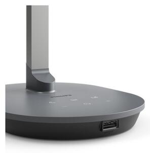 Philips 8719514443655 Sword stolní dotyková lampička LED 12W/450lm 2700-6500K USB šedá stmívatelná