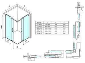 Gelco DRAGON čtvercový sprchový kout 900x900mm L/P varianta, rohový vstup