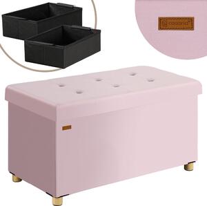 FurniGO Úložná lavica 76x38x42 cm - růžová