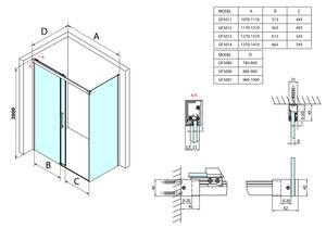 Gelco, FONDURA sprchové dveře 1100mm, čiré sklo, GF5011