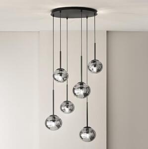 Ondaluce - Lustr na lanku JEWEL 6xE14/10W/230V pr. 55 cm černá/kouřová černá