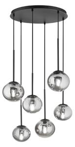 Ondaluce - Lustr na lanku JEWEL 6xE14/10W/230V pr. 55 cm černá/kouřová černá
