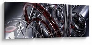 Obraz šedé abstrakce (s hodinami) (90x30 cm)