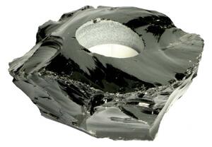 Obsidián černý - svícen - surový kámen