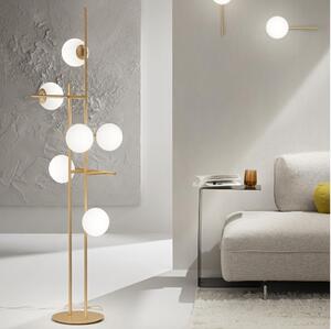 Ondaluce - Stojací lampa JEWEL 6xE14/10W/230V 166 cm zlatá/bílá