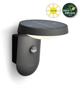 Philips 8719514476912 Tyla solární exteriérové nástěnné svítidlo LED se senzorem 1,2W 255lm/55lm 3000K antracit
