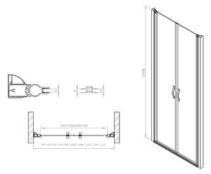 Gelco ONE sprchové dveře do niky dvoukřídlé 1180-1220 mm, čiré sklo, 6 mm