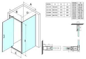 Gelco, SIGMA SIMPLY obdélníková sprchová zástěna pivot dveře 800x700mm L/P varianta, Brick sklo, GS3888GS4370