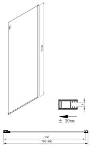 GELCO - VOLCANO boční stěna 800 mm, čiré sklo, GV3080