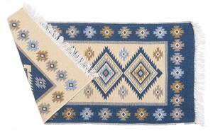 Oboustranný orientální koberec KILIM 80x150 cm modrá/béžová
