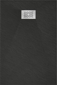Mexen Hugo, obdélníková sprchová vanička SMC 90 x 70 cm, černá, ocelová krytka, 42707090-X