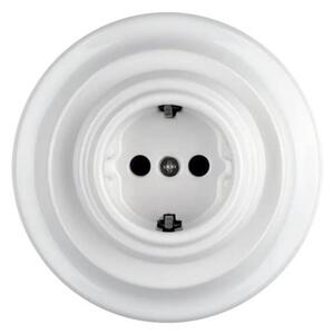 Reblig - Porcelá. retro domovní zásuvka s rámečkem SCHUKO 250V/16A bílá