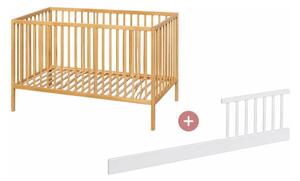 PETITE&MARS - Dětská postýlka + zábrana NELA BEECH 120x60 cm buk