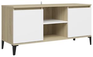 TV stolek Brunati s kovovými nohami - 103,5x35x50 cm | bílý dub sonoma