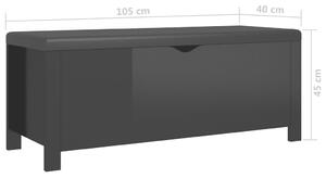 Úložný box Sky s poduškou - 105x40x45 cm | černý vysoký lesk