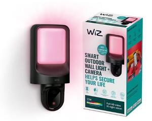 Philips WIZ 8720169072114 venkovní nástěnné svítidlo s kamerou, 120° zorné pole, detekce pohybu a zvuku, 1080P, 30 FPS, 17W/1250lm 2700K IP44 černá