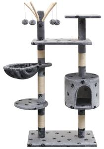 Škrabadlo pro kočky, sisalové sloupky 125 cm šedá potisk tlapek 170481