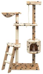 Škrabadlo pro kočky sisalové sloupky 125cm béžová potisk tlapek 170488