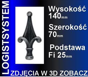 LogistSystem 1 ks ozdobná kovová špička – 140 x 70 mm (V x Š) / základna: ∅ 25, dekorace na plot 40.018