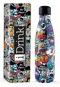 IDRINK Nerezová kovová termoláhev, vzor graffiti, 500 ml