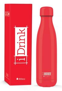 IDRINK Nerezová kovová termoláhev, vzor červená, 500 ml