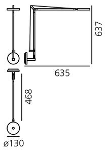 Artemide 47DEM Demetra, bílá nástěnná LED lampa s dotykovým stmívačem, 8W LED 3000K, 63+63cm