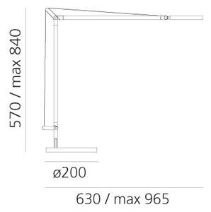 Artemide 68DEM Demetra, černá stolní LED lampa s dotykovým stmívačem, 8W LED 3000K, 57+65cm