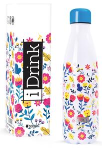 IDRINK Nerezová kovová termoláhev, vzor kytky, 500 ml