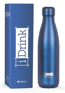 IDRINK Nerezová kovová termoláhev, vzor metalově modrá, 500 ml