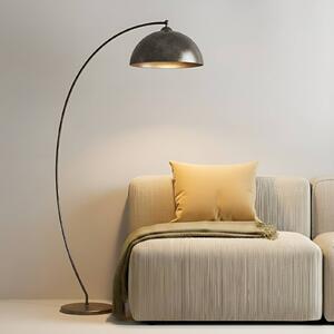 Lindby Oblouková lampa Jonera, šedá, kov, E27, výška 185 cm, Hliník / šedá / zinek, Obývací pokoj / jídelna, kov, Young lifestyle