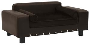 Pohovka pro psy hnědá 81 x 43 x 31 cm plyš a umělá kůže 170955