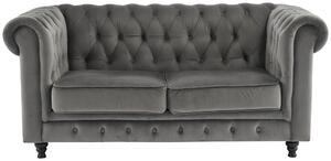 POHOVKA CHESTERFIELD, dřevo, textil, šedá, černá Xora - Pohovky