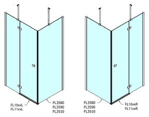 Polysan FORTIS LINE čtvercový sprchový kout 1000x1000 mm, R varianta