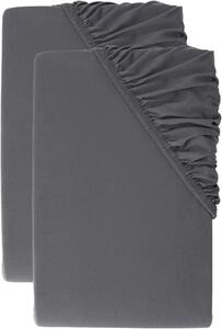 Livarno® Sada žerzejových napínacích prostěradel, 90–100 x 200 cm, tmavě šedá, 2dílná (800011174)