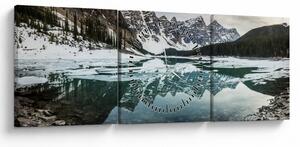 Obraz - jezero v zimě (s hodinami) (90x30 cm)