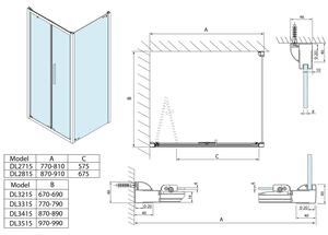 Polysan LUCIS LINE sprchová boční stěna 800mm, čiré sklo
