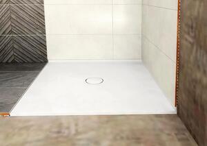 Polysan, MIRAI sprchová vanička z litého mramoru čtverec 90x90x1,8cm, bílá, 73165