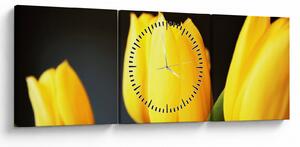 Obraz tulipánů (s hodinami) (90x30 cm)