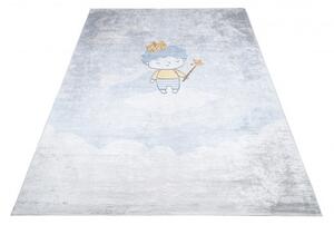 Makro Abra Dětský kusový koberec vhodný k praní BAMBINO 2549 Chlapeček Princ pogumovaný krémový modrý Rozměr: 80x150 cm