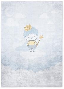 Makro Abra Dětský kusový koberec vhodný k praní BAMBINO 2549 Chlapeček Princ pogumovaný krémový modrý Rozměr: 160x230 cm