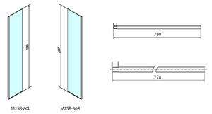 Polysan MODULAR SHOWER pevný panel k instalaci na stěnu modulu MS2, 800 mm, pravý