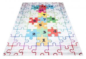 Makro Abra Dětský kusový koberec vhodný k praní BAMBINO 2673 Puzzle Číslice pogumovaný krémový barevný Rozměr: 80x150 cm