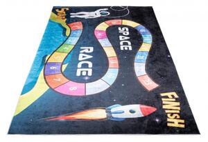 Makro Abra Dětský kusový koberec vhodný k praní BAMBINO 2659 Kosmonaut Raketa protiskluzový modrý vícebarevný Rozměr: 140x200 cm