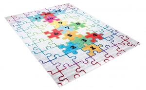 Makro Abra Dětský kusový koberec vhodný k praní BAMBINO 2673 Puzzle Číslice pogumovaný krémový barevný Rozměr: 80x150 cm