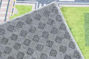 Makro Abra Dětský kusový koberec vhodný k praní BAMBINO 9033 Město Ulice Fotbalový stadión pogumovaný zelený modrý Rozměr: 160x230 cm