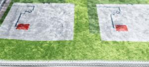 Makro Abra Dětský kusový koberec vhodný k praní BAMBINO 9033 Město Ulice Fotbalový stadión pogumovaný zelený modrý Rozměr: 120x170 cm
