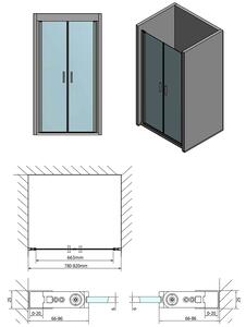 Polysan, ZOOM LINE sprchové dveře dvoukřídlé 800mm, čiré sklo, ZL1780